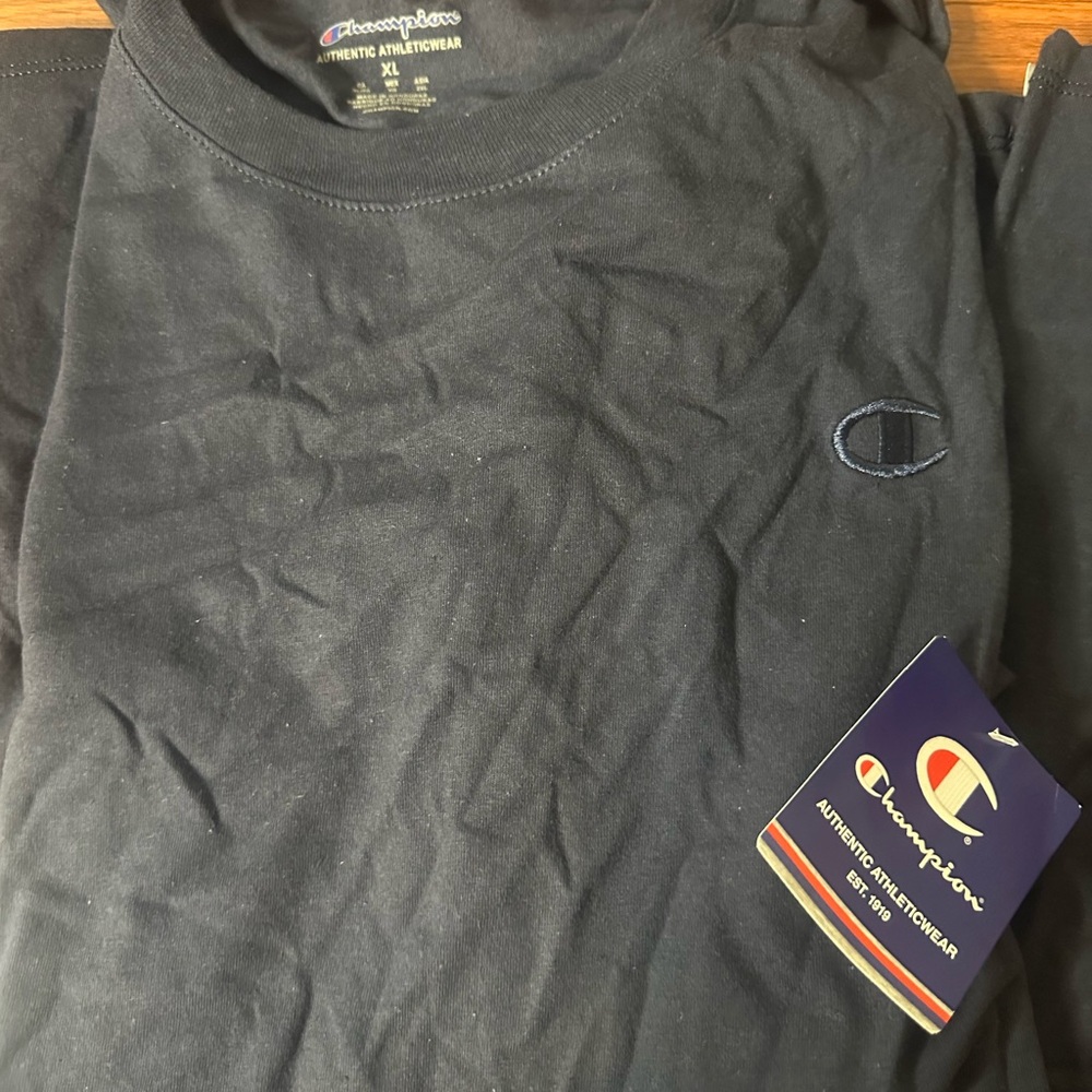 Champion Black Men’s Crewneck T-Shirt with Embroidered Logo